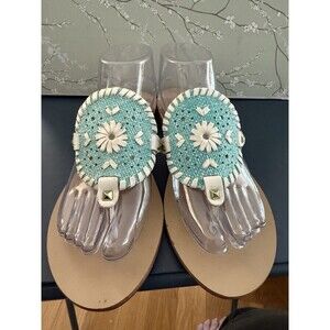 Jack Rogers Georgica Leather Medallion Flat Thong Sandals Size 8 Brazil New